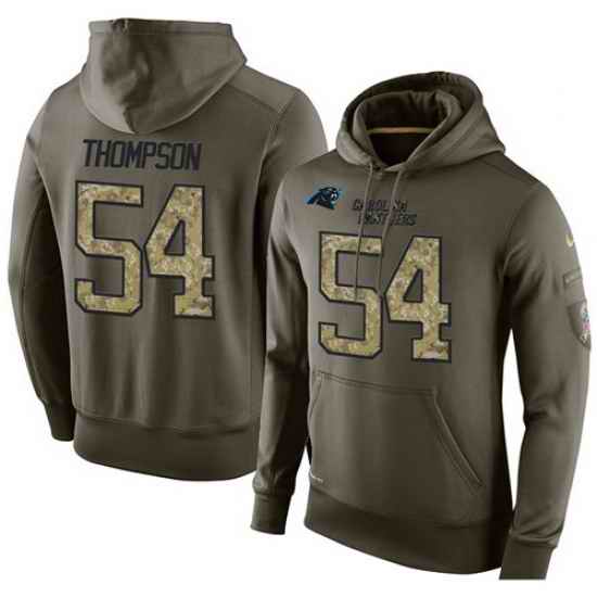 NFL Nike Carolina Panthers 54 Shaq Thompson Green Salute To Service Mens Pullover Hoodie